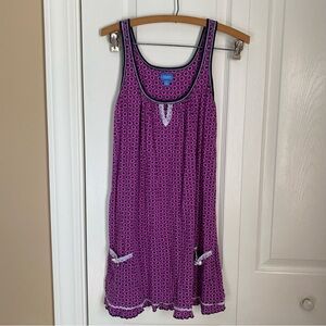 Simply Vera Vera Wang Purple Pink Patterned Chemise Soft Knit Lace Ruffles XS